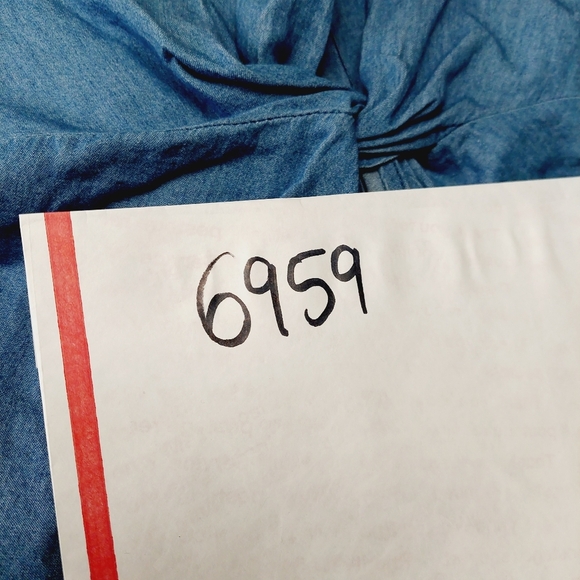 Veveret Women's Light Blue Long-Sleeve Button-Up Tie-Front Shirt Dress P6959 - Picture 8 of 8